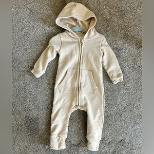 Tan Hooded Footie One Piece